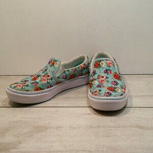 Vans Girls Garden Floral Comfycush Blue Classic Slip-on Size 2.5